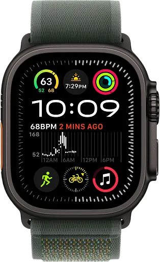 Apple Watch Ultra 2 2024 49mm Titanium Black Trail Loop Green