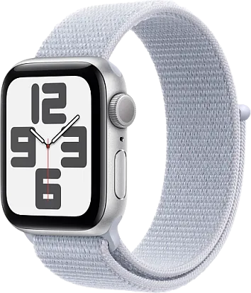 Apple Watch SE 2024 (Gen 2) 40mm Silver with Sport Loop Blue Cloud