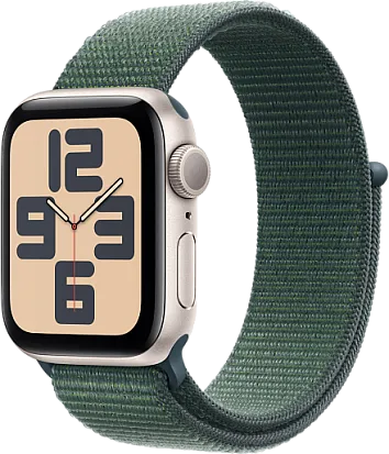 Apple Watch SE 2024 (Gen 2) 40mm Starlight with Sport Loop Green