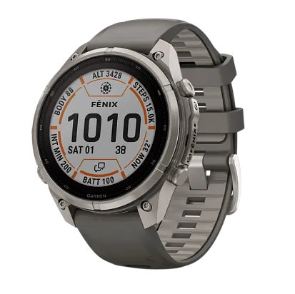 Часы Garmin Fenix 9 Pro 47mm Sapphire Solar Titanium with Pebble Gray/Silver Gray Silicone