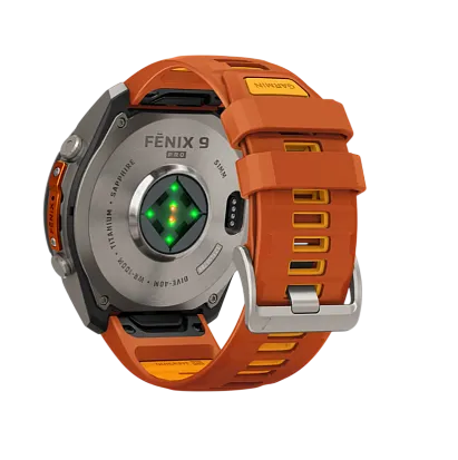 Часы Garmin Fenix 9 Pro 51mm AMOLED Sapphire Titanium with Autumn Orange/Spark Orange Silicone