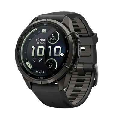 Часы Garmin Fenix 9 Pro 47mm AMOLED Sapphire Carbon Gray DLC Titanium with Black/Pebble Gray Silicone