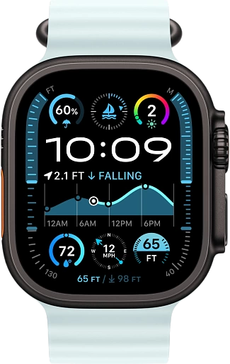 Apple Watch Ultra 2 2024 49mm Titanium Black Ocean Band Ice Blue